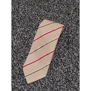 Ermenegildo Zegna Tie Striped Cream Red Stripe Silk‎ Necktie 58/3.75